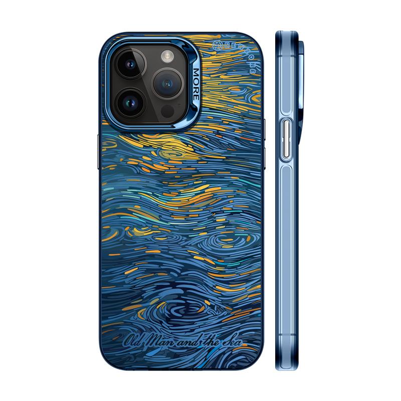 Custodia per telefono in stile INS alla moda con stampa a schermo intero della pittura a olio di Van Gogh